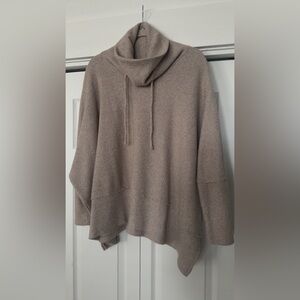 Waffle Kint Cowel Neck Poncho Sweater